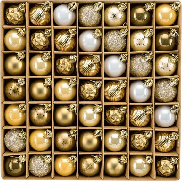 NEW Christmas Ornaments 49 Ornaments Gold Color Scheme Christmas Baubles - Picture 9 of 13